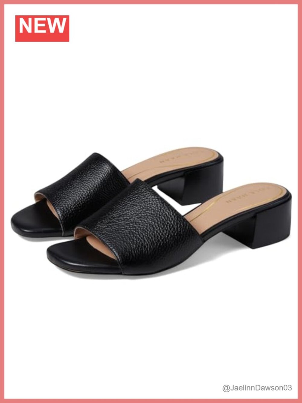 One Band Logo Mule Sandal Block Heel Leather Suede Slip On